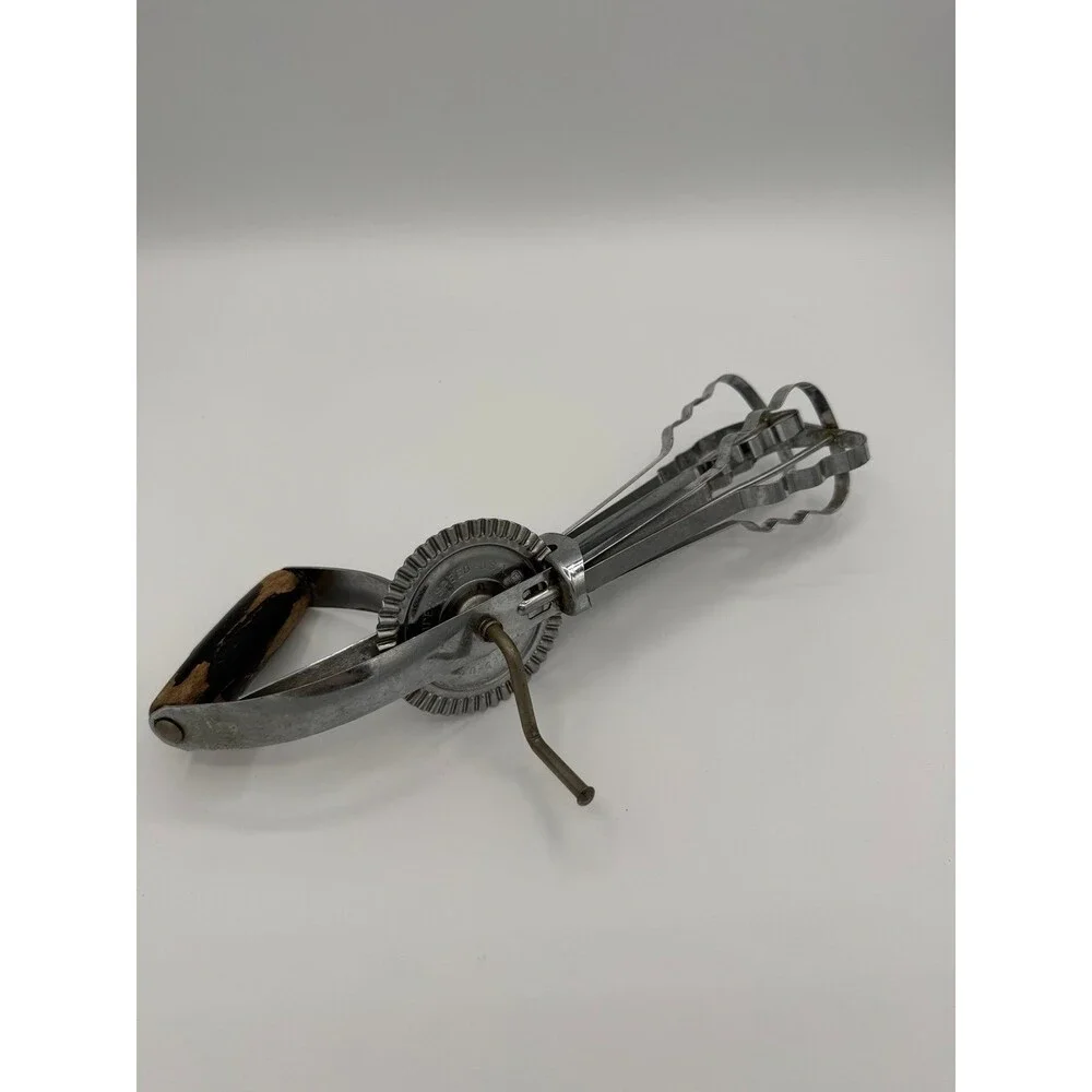 Vintage EKCO Super Speed Hand Crank Egg Beater Mixer Metal Tested Working